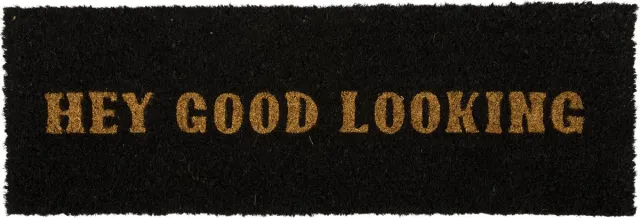Present Time Deurmat Hey Good Looking - Zwart - 75x25x1,5cm
