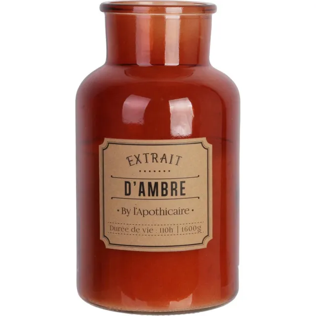 WDMT Extra Grote Luxe Apothekerskaars Amber Geur - 26 cm Hoog - Handgemaakte Parfumkaars in Klassieke Glazen Pot - 110 Branduren - Donker Roze
