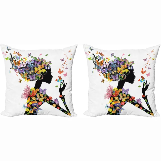 ABAKUHAUS maritieme sierkussens, kussenhoezen, 2-pack, Modern Accent dubbelzijdige digitale print, 60x60 cm, donker lavendel en wit