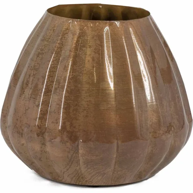 homebound by ky Metalen vaas peach | 10,5x19,5x17cm | metalen bloemenvaas peach Goud