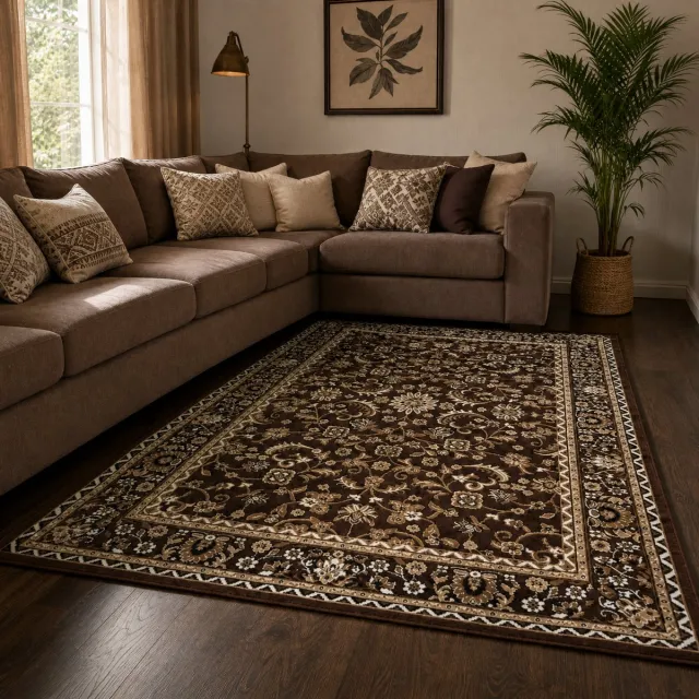 Muratap Nain Klassiek Vintage Oosters Vloerkleed Bruin- 80x150 CM