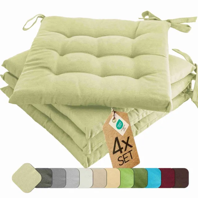 etérea Himmlische Qualität etérea Basic Zitkussen Stoelkussen - Seat Cushion 4 Stuk - 40x40 cm - Munt Groen
