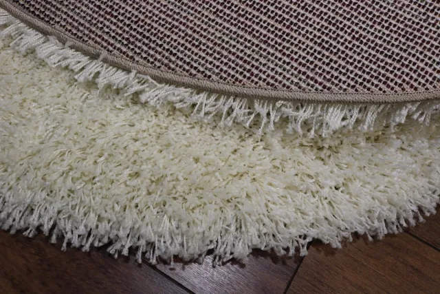 Merinos Vloerkleed Shaggy Plus 963 White 120 cm-Rond wit