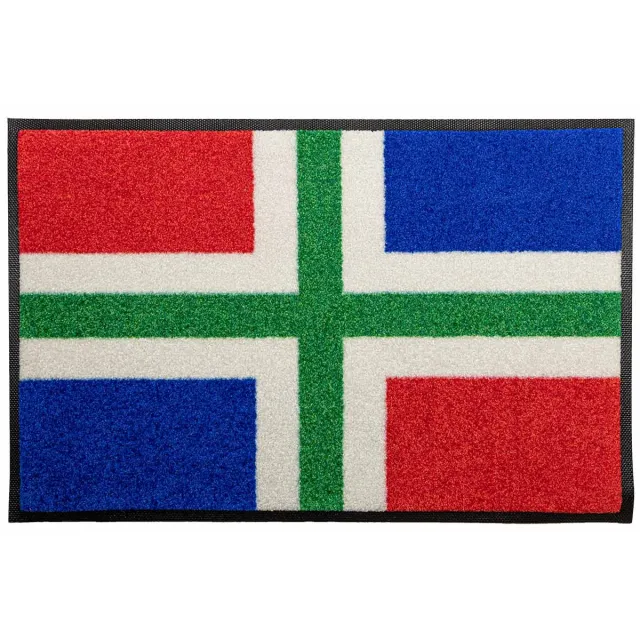 LogoMatz Deurmat Groningen 40cm x 60cm - Antislip - Geschikt voor wasmachine - Kleurecht - Geen schadelijke weekmakers - Gemaakt in Europa - Groningse vlag Blauw