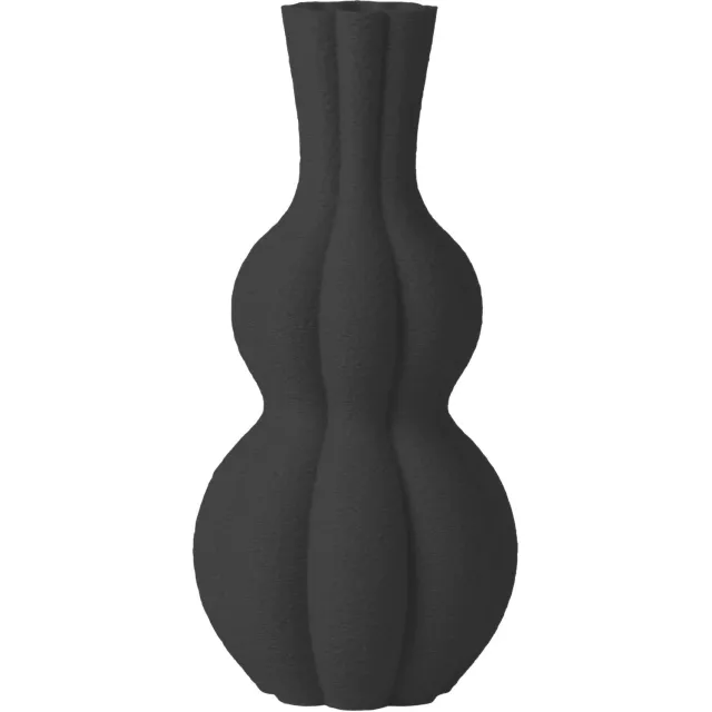 Layvo EMBER Vaas - Zwart - D12 x H25 cm - droogbloemen vaas - organische vaas - gerecycled plastic