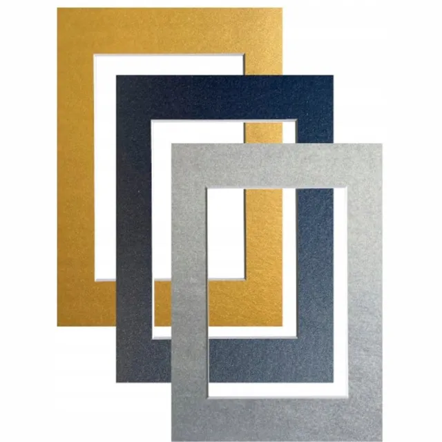 FOTKOM Passepartout 15x23 cm - Goud, Zilver, Marineblauw - Op Maat