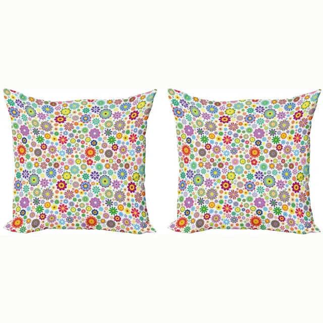 ABAKUHAUS Bloemen Kussenhoes Set – 2x40x40 cm – Dubbelzijdig Druk – Multicolor Groen