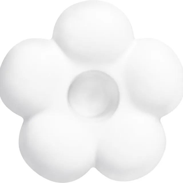 QUVIO Kandelaar bloemvorm - klein - Kaarsenhouder - Kaarsenstandaard - Kaarsenonderzetter - Woonaccessoire - Decoratieve accessoire - Keramiek - ø8,7 cm - Wit