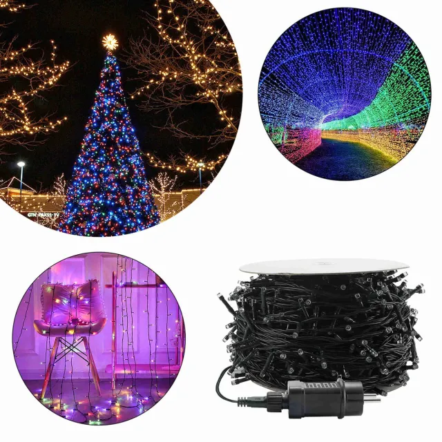 Aufun 100m LED-lichtketting Lichtwand Lichtgordijn 8 Lichtmodi IP44 Binnen/buiten voor Kamerdecoratie,Kerstmis,Halloween (1000 LED's,meerkleurig)