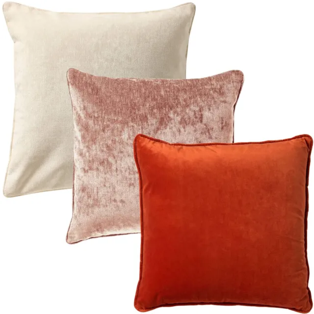 Dutch Decor KUSSENSET - 3-delig - Elegant Layers - 60x60 cm en 45x45 cm - inclusief binnenkussens - wit, roze, oranje - Met Ritssluiting – Decoratie set sierussens - Comfortabele kussentjes voor op de Bank