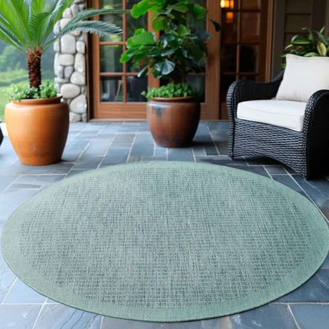 Muratap Tapijtenloods Solid Binnen en Buiten - Rond Vloerkleed - Indoor & Outdoor - Laagpolig Effen - Blauw- 120 CM ROND