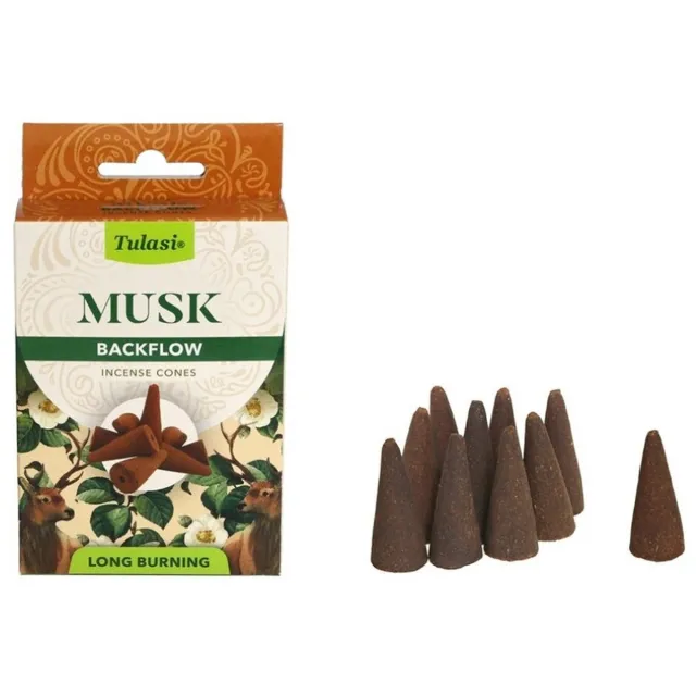 Tulasi Wierook kegeltjes in huisgeur Musk - 10x kleine kegeltjes - Ontspannend - Kalmerend - De geur niet de man Terracotta bruin