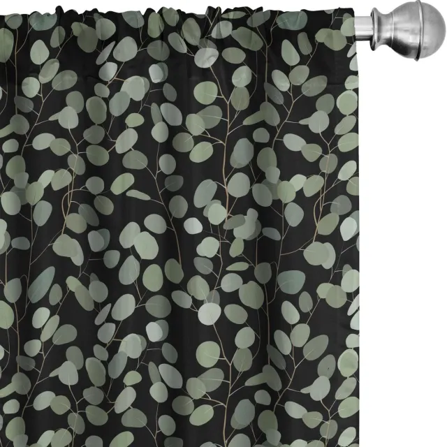 ABAKUHAUS Tropische Gardijnen – 2x75x225 cm – Microfiber, halfdonker, groen/zwart Wit Groen en Zwart