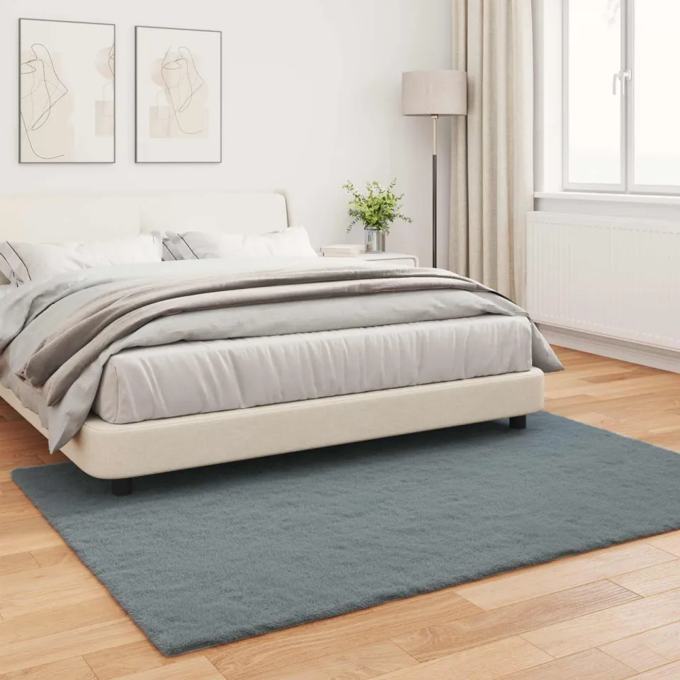 vidaXL Antislip vloerkleed van imitatie konijnenbont OLITE Antraciet, foto 3