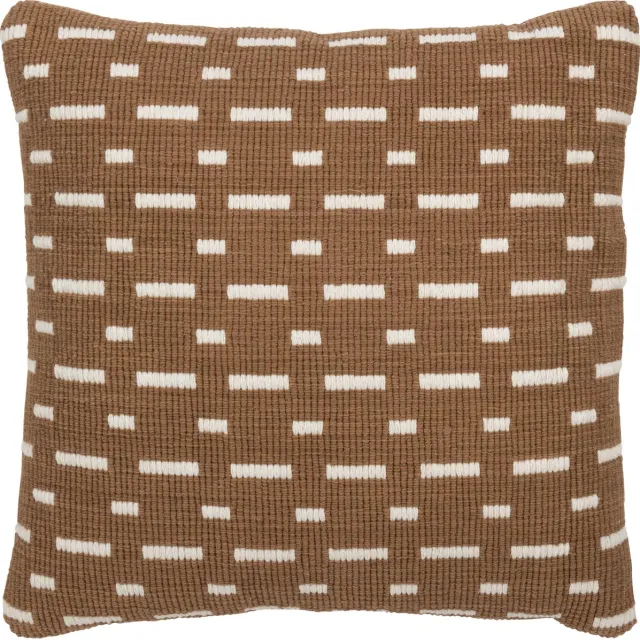 J-Line kussen Lijnen Outdoor - polyester - bruin/wit