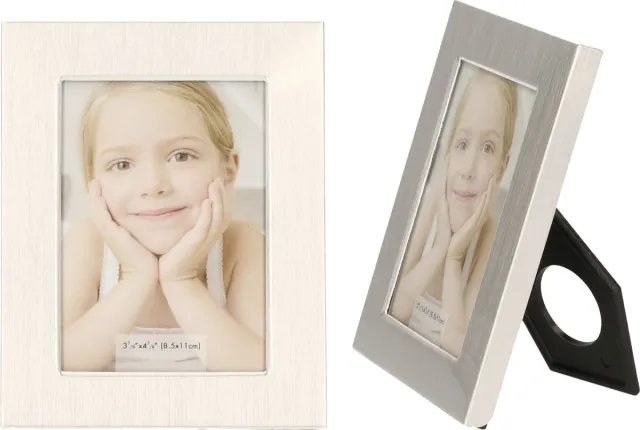 Cepewa 3x stuks aluminium fotolijst zilver rechthoekig geschikt voor een foto van 5,5 x 8 cm - Fotolijstjes