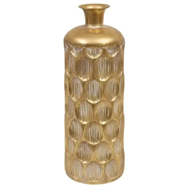 Atmosphera vaas Dubai - goud - D18 x H60 cm - metaal - bloemenvaas - stelen - siertakken Goudkleurig