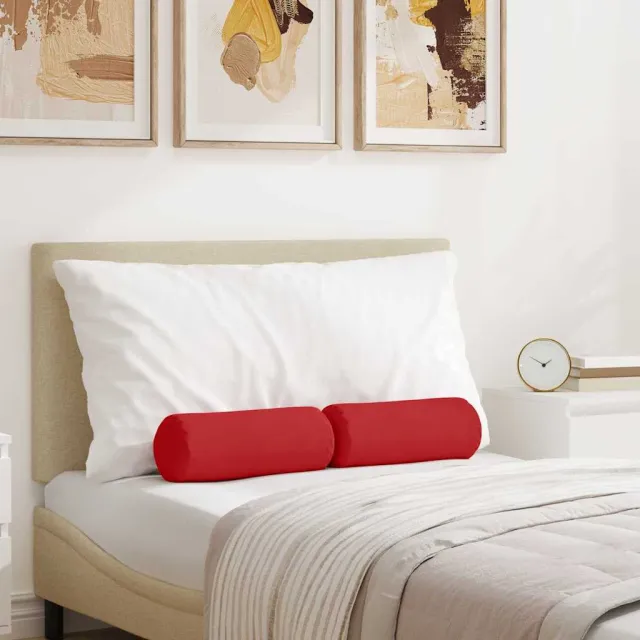 vidaXL Bolster Kussens 2 st Stof Rood Dia. 15 x 40 cm