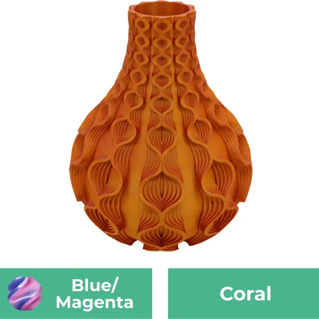 Lovora Coral organische vaas – Decoratieve vaas - Blauw / Paars - 3d geprinte vaas – geschikt voor droogbloemen - 30CM