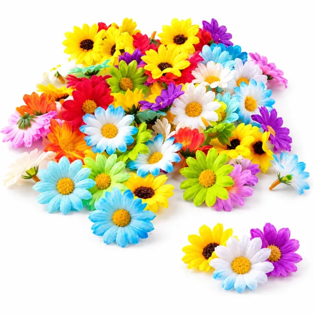 BukkitBow Kunstbloemen voor Buiten - Mini Zonnebloemen - Knutselbloemen - 100 Stuks - Kunststof - Multicolour