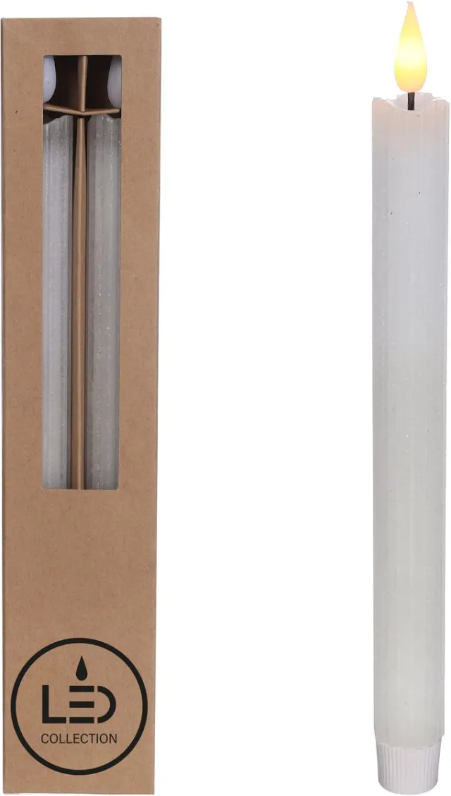 PacklinQ LED Pencil kaars Ø2.1 h. 25cm wit (Set 2 st)