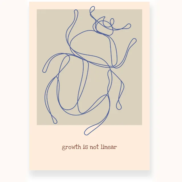 Yisual Poster 50x70 cm - Kever - Lijntekening - Lichtgroen - Beige - Motivation - Natuur - Muurdecoratie - Wanddecoratie