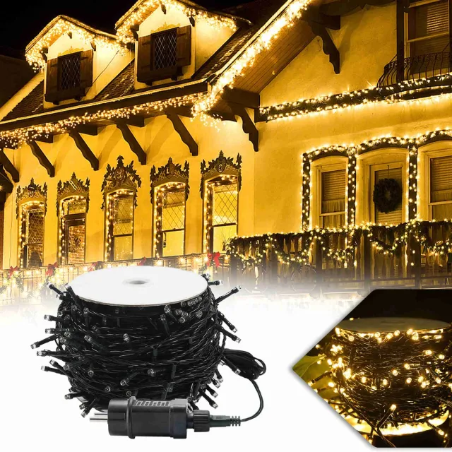 Aufun 80m LED-lichtketting Lichtwand Lichtgordijn 8 Verlichtingsmodi IP44 Binnen/buiten voor Kamerdecoratie,Kerstmis,Halloween (800 LED's,warm wit)