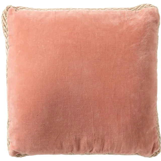 Dutch Decor MANOE - sierkussen 45x45 cm - effen kleur - jute rand - Muted Clay - roze - Inclusief binnenkussen - Luxe kussens voor woonkamer & bank