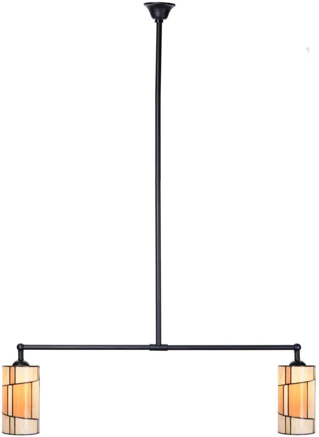 Coloured by Art Tiffany T-lamp 2 lichts Roundabout - Art Deco Trade Zwart