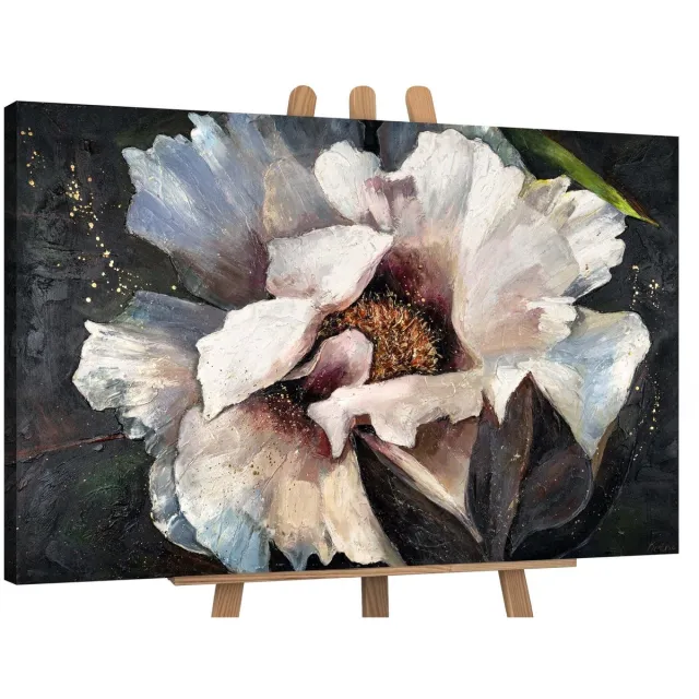 YS Canvas schilderij landschapsformaat handgeschilderd pioenen II bloemen luxe – YS-Art Gallery – Luxe wanddecoratie voor woonkamer – Modern schilderij voor slaapkamer en hal Without Floater Frame