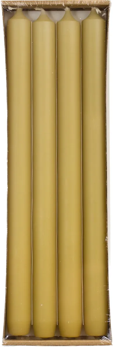 Rustik Lys Lange dinerkaarsen 'Mat' (Honey, Ø 2.1 x 29cm, set van 4) Geel