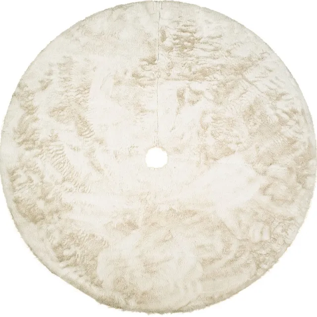 Ferocity Kerstboomrok 120 cm - Rond kerstboomkleed van zachte pluche - Met klittenband - Beige