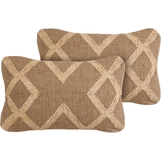 Beliani GOPI - Sierkussen set van 2 - Lichtbruin/Beige - 30 x 50 cm - Jute