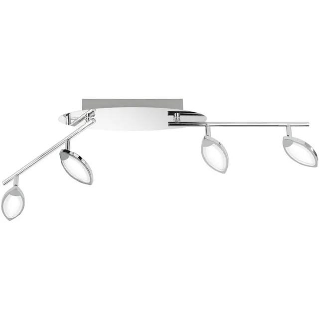 Wofi Plafondlamp LED keuken moderne LED plafondlamp 4 vlammen plafondspot woonkamer draaibaar, dimbaar, 4x 5W 330Lm warm wit, LxBxH 87,5x9x13 cm, Wofi 9482.04.01.6000 zilver