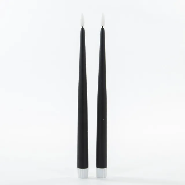 Anna's Collection LED dinerkaarsen - zwart - 2x st - 30 cm - 3D vlam