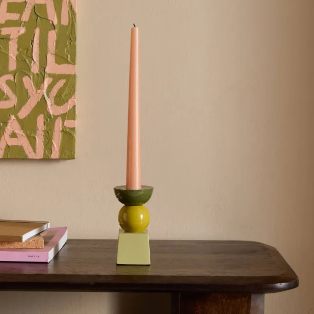 NOUS Living kandelaar Hinke 12x6 cm - lichtgroen/groen/donkergroen