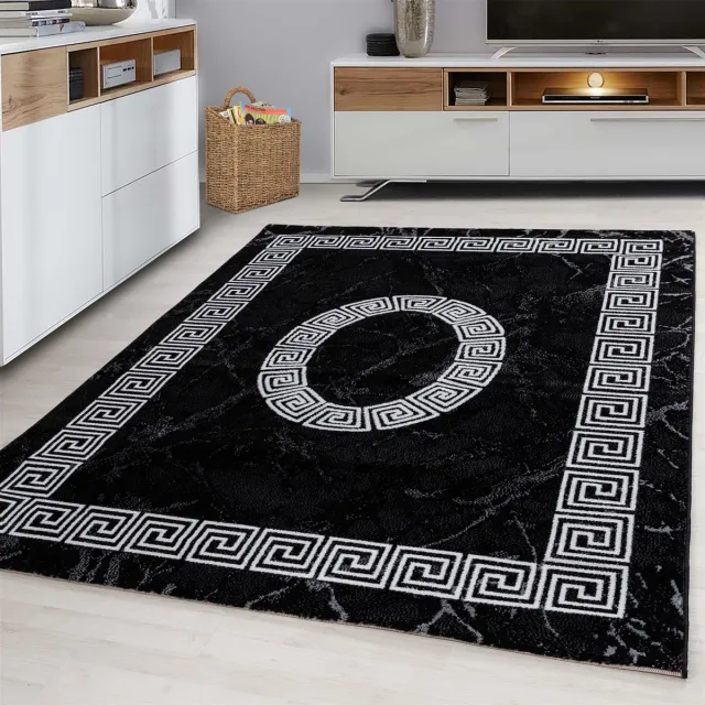 Muratap Plus Vloerkleed - Laagpolig Tapijt Woonkamer - Zwart / Wit- 240x340 CM