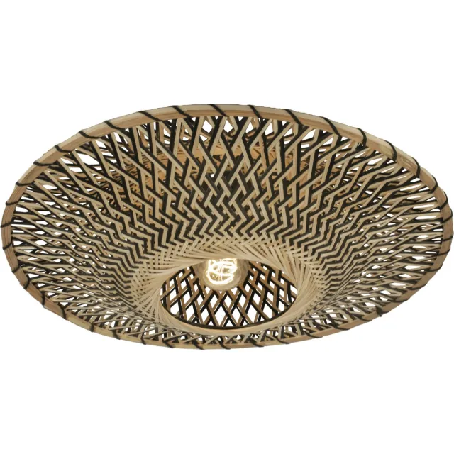 Lumidora Plafondlamp 74746 - Plafonniere - JOAH - E27 - Zwart - Naturel - Rotan - ⌀ 50 cm