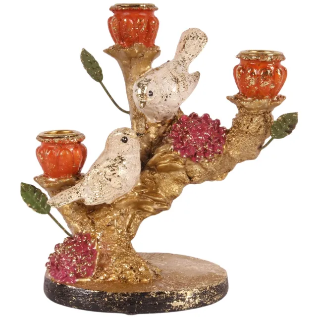 Baroque Kandelaar - Kandelaar Vogels 19,5 cm - Goud - Resin - 19.5x21.5x12 - Polyresin Gold