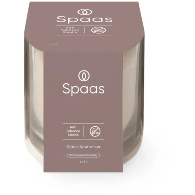 Spaas Geurkaars in Transparant Glas Anti-Tabak Ivoor - 6 x 1 stuk - Voordeelverpakking crème