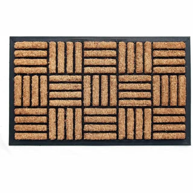 Famanu Kokos deurmat voor binnen en buiten, 100% natuurlijke kokos, weerbestendige en milieuvriendelijke entree mat Zwart