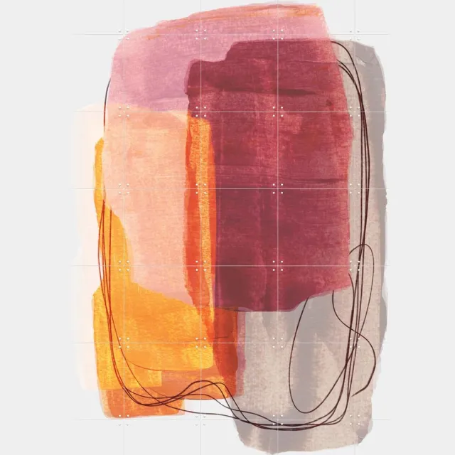 IXXI Abstract Brush Strokes 51, Mareike Böhmer - 100 x 140 cm - Grote wanddecoratie en posters - Kwaststreken, Kleurrijk, Abstract, Woonkamer Warme kleuren / Rood / Kleur