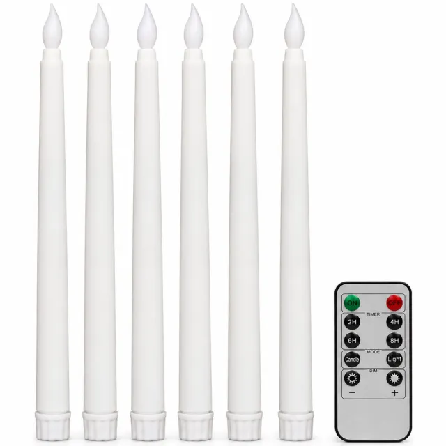 SWGOTA led kaarsen - 1 witte kunststof kaars met gladde behuizing en vlamvormige top, op afstand bedienbaar, zonder afstandsbediening