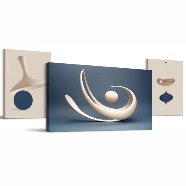 Ibenzoa Moderne Abstracte Canvas Wanddecoratie Set voor Stijlvolle Interieurs in Diverse Kamers blauw