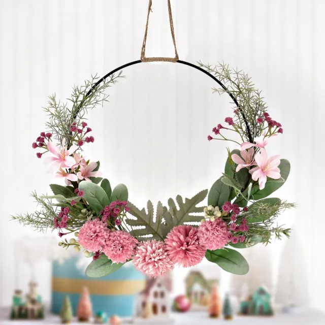 Famanu Deurkrans van kunstbloemen met orchideeën, decoratieve slinger voor een welkom gevoel, ideaal voor bruiloften en woonkamer Zwart