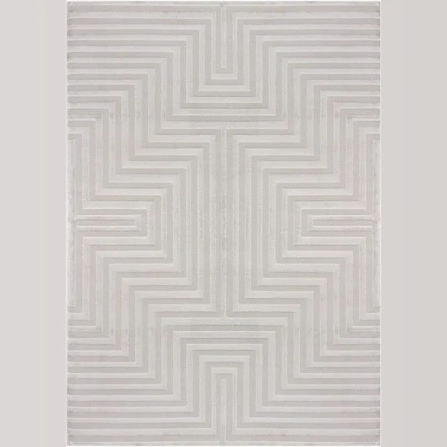 flycarpets Cara Modern Japandi Labyrinth Vloerkleed - Zilver - 140x200 cm Grijs