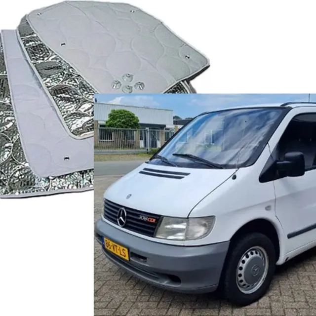 Geschikt voor Mercedes Raamisolatie Geschikt voor Mercedes Vito vanaf 2003 Raamisolatie voorraam camper tegen hitte en kou, voorraam camper isolatie grijs