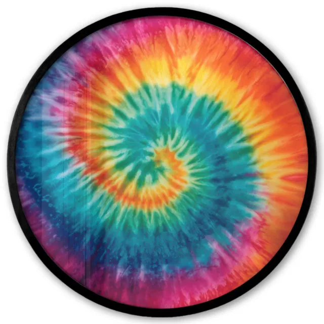 FrameYourWall Poster in lijst Rond - Fotolijst 40x40 cm - Posters - Regenboogkleuren - Tie dye - Ronde posterlijst zwart - Decoratie - Wanddecoratie woonkamer - Muurdecoratie slaapkamer