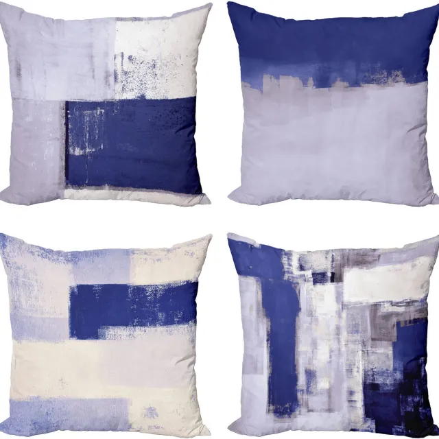 New Bed Grunge Abstracte en Moderne Stijl Borstelstreken Kussenhoes met sierkussen, 4-pack, modern accent, dubbelzijdig digitaal bedrukt, 50 cm x 50 cm ceil blauw en donker lavendel