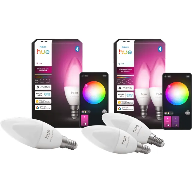 Philips Hue Kaarslamp White and Color E14 3-Pack